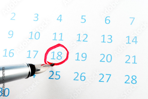 Photo: Red circle on calendar Red circle on calendar