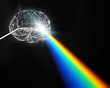 Illustration: A brain shaped prism dispersing white light A brain shaped prism dispersing white light