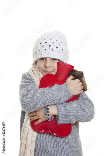 Photo: winter kid with hot water bottle winter kid with hot water bottle