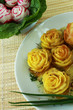 French fries and radish as a flower