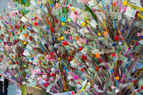 Photo: Thai people make a donation tree in Visakha Bucha day. Thai people make a donation tree in Visakha Bucha day.