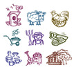 Set of icons. Author's illustration in vector
