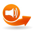 volume sur bouton web orange