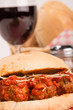 Fresh meatball sub sandwich for lunch