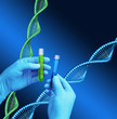 Test tubes laboratory DNA helix model