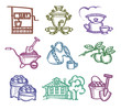 Set of icons. Author's illustration in vector