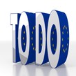 3d render of a isolated two hearts icon  with eu flag pattern