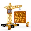 3d graphic of a tiny free icon with a crane