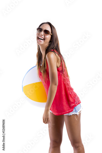 Photo: Woman with a beach ball Woman with a beach ball