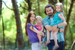 Family of four at summer day