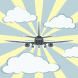 Airplane in the cloudy sky
