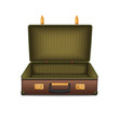Empty retro suitcase, isolated on white.