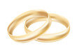 Two gold rings on white background. Vector