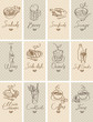 set of business cards with different dishes