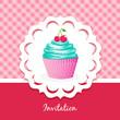 Vector card with cake and cherries