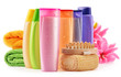 Photo: Plastic bottles of body care and beauty products Plastic bottles of body care and beauty products