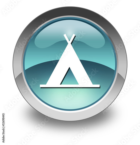 Illustration: Light Blue Glossy Pictogram "Camping Symbol" Light Blue Glossy Pictogram "Camping Symbol"