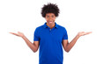 Portrait of a young african american man holding something - Bla