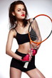 Photo: sexy brunette young professional tennis player model with racket sexy brunette young professional tennis player model with racket