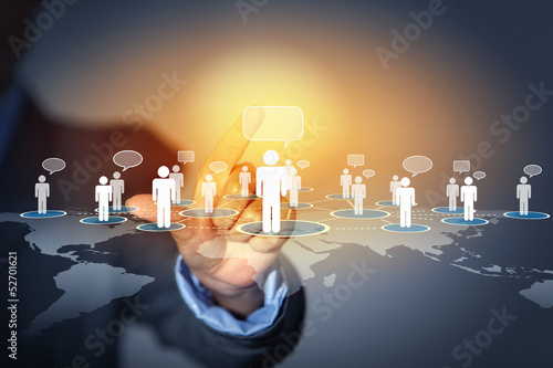 Photo: Image of male touching icon of social network Image of male touching icon of social network