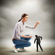 Businesswoman puppeteer