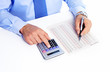 Foto: Hand with calculator. Hand with calculator.