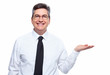 Businessman showing copyspace.