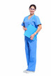 Smiling medical doctor woman with stethoscope.