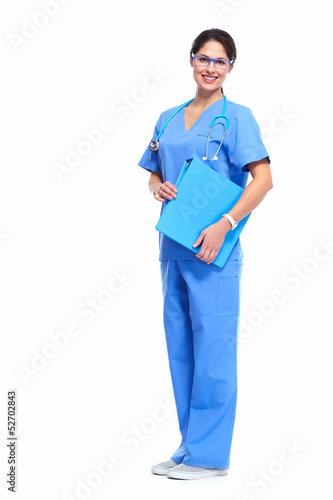 Photo: Smiling medical doctor woman with stethoscope. Smiling medical doctor woman with stethoscope.