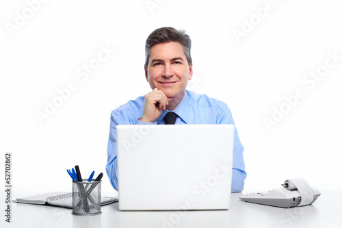 Photo: Businessman with laptop computer. Businessman with laptop computer.