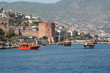 Alanya Harbor with Red Tower and Tourist Yachts