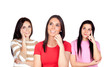 Three pensive brunette girl