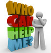 Illustration: Who Can Help Me Thinker Man Needing Customer Support Who Can Help Me Thinker Man Needing Customer Support
