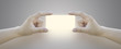 Hand of women pushing button on touch screen