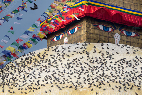 Photo: Boudhanath Stupa and birds Boudhanath Stupa and birds