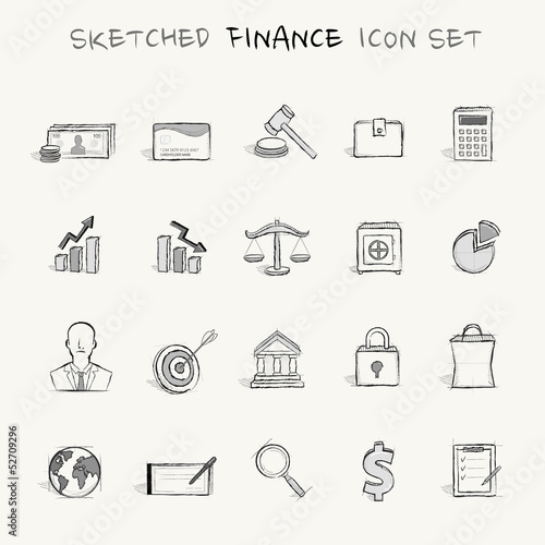 Vector: Sketched finance icon set Sketched finance icon set