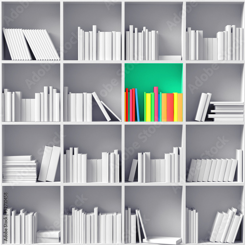 Leinwandbild Motiv white bookshelves