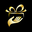 Vector golden 	Logo give a gift