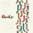 Seamless pattern with different doodle hand drawn socks.