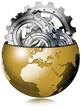 Golden Earth Globe with Metal Gears