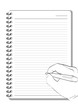 notebook and hand