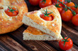 Focaccia with cherry tomatoes, rosemary and sea salt