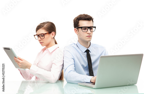 Photo: Business people with laptop and digital tablet Business people with laptop and digital tablet
