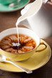 Photo: Pouring milk on a tea cup Pouring milk on a tea cup