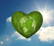 Illustration: Green heart shape with earth drawn on it Green heart shape with earth drawn on it
