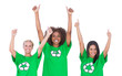 Excited group of enviromental activists giving thumbs up