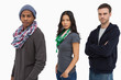 Stylish young people in a row looking serious