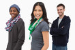 Happy stylish young people in a row