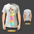 Kids in a cup printed on a shirt.