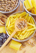 different raw pasta